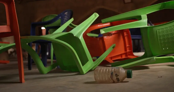 The chairs strewn across the floor of one of the churches raided last month
