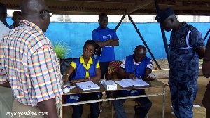 File photo of voters at a polling centre