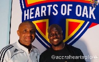 Hearts of Oak coach Kim Grant and Stephen Appiah