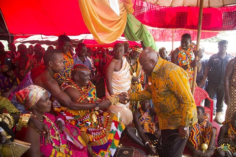 President Akufo-Addo with the Paramount chief of the Twifo Praso Traditional Area