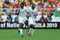Gyan and Kwadwo Asamoah at the 2010 AFCON