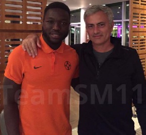 Muniru Sulley (left) with Manchester United manager Jose Mourinho.