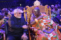 Late former President Rawlings (L) and Asantehene Otumfuo Osei Tutu II (R)