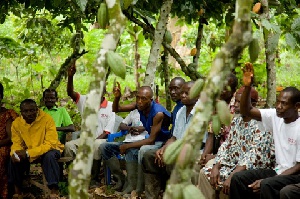 Cocoa farmers at a welfare meeting; file photo