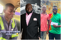 A photo collage of the crying man, Prophet Agyeman Prempeh and Nana Tea