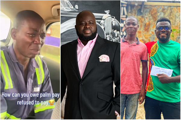 A photo collage of the crying man, Prophet Agyeman Prempeh and Nana Tea