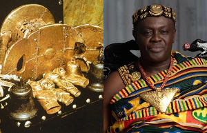 The Golden Stool (L) and Dormaahene Osagyefo Oseadeeyo Agyeman Badu II (R)