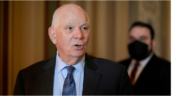 US Senator Ben Cardin speaks to reporters before assuming the chairmanship