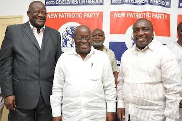 Akufo-Addo (middle) poses with Afoko and Agyepong