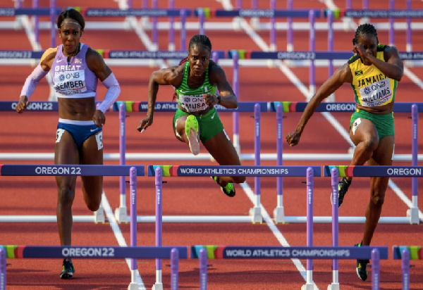 Tobi  Amusan at the 2022 World Athletics Championships in Eugene