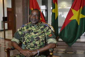 General Gilbert Diendere sits at the presidential palace in Ouagadougou, Sept. 17, 2015.