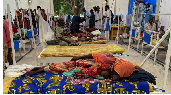 Patients at a makeshift MSF hospital in Adre, Chad, on the border with Sudan