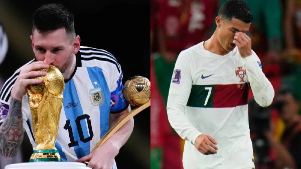 Messi (left) won the 2022 World Cup in Qatar while Ronaldo is yet to ever win the title