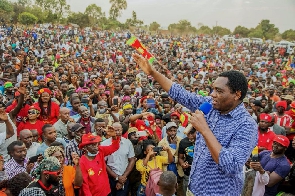 President Hakainde Hichelima during campaign top | File photo