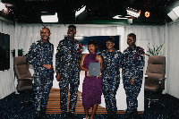Gyakie with some fans at the Ghana Police Service