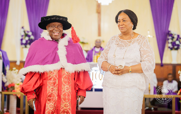 Nana Akufo-Addo and his wife after his installation as Honorary Lay Canon