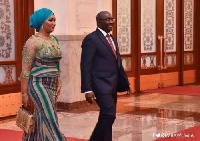 Samira Bawumia, who accompanied her husband to the talks attracted attention with her outfit