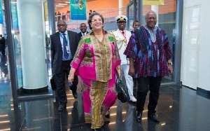 Hannah Tetteh Minister for Foreign Affairs Front L, President Mahama Front R.