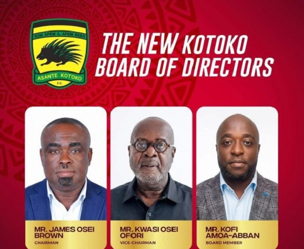 James Osei Brown, Kwasi Osei Ofori and Kofi Amoa-Abban are the new Board of Directors