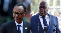 Rwada President Paul Kagame (L) and DRC President Félix Antoine Tshisekedi