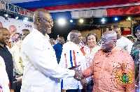 Kennedy Agyapong, Assin Central MP greets Akufo-Addo at the Accra Sports Stadium | File photo