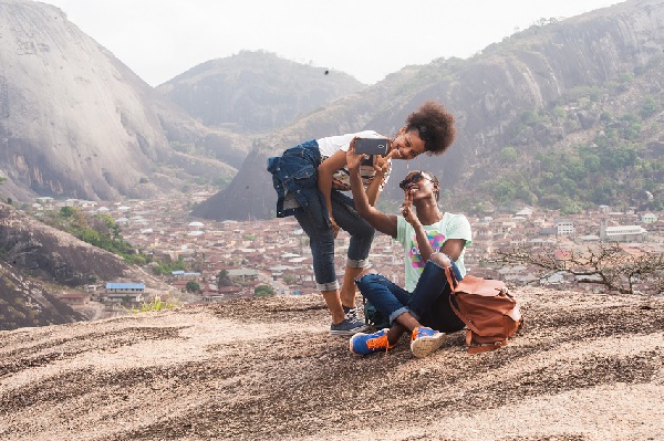 Ladies taking selfie