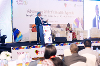 Former Tanzanian President Jakaya Mrisho Kikwete speaking at the health policy dialogue in Accra