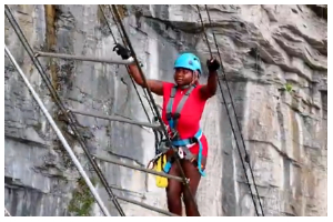 Watch as Ghanaian woman climbs China's terrifying 168-metre Sky Ladder