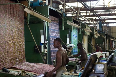 Some textiles workers at post