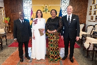 Kamala Harris and her husband with Akufo-Addo and Rebecca Akufo-Addo