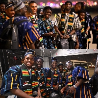 Ghana Black Stars team mates looking smart in the fugu