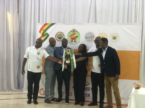 Some of the WESPAC officials presenting the trophy at the launch