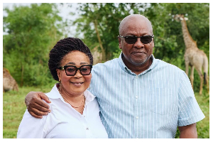 A picture of President John Dramani Mahama and Lordina Mahama at the resort