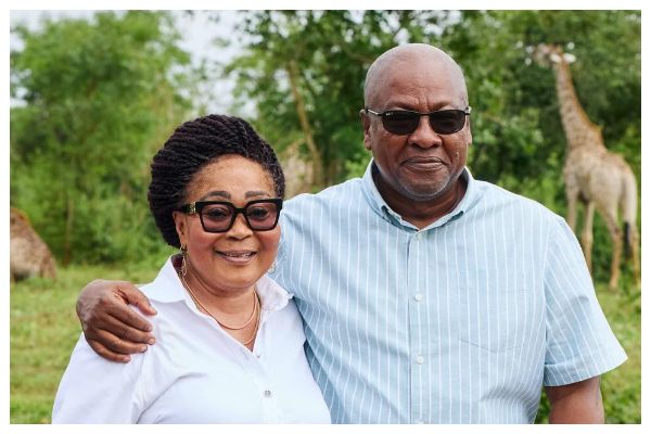 A picture of President John Dramani Mahama and Lordina Mahama at the resort