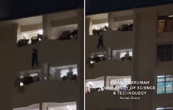 Screenshot from the viral video of KNUST student attempting suicide | Social media