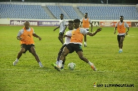 Black Stars players at training