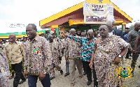 Akufo-Addo acknowledging the gathering upon his arrival