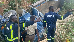 Fire service personnel seen at the accident scene