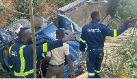 Fire service personnel seen at the accident scene