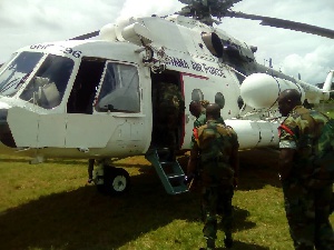 Taskforce aboard Ghana Air Force GHF696 Helicopter to embark on an inspection exercise at Goaso