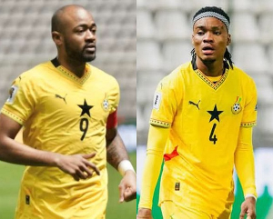 Jordan Ayew (L) and Razak Simpson (R) underperformed against Nigeria