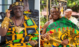 Dormaahene Dr Agyemang Badu II (L) and Asantehene Otumfuo Osei Tutu II (R)