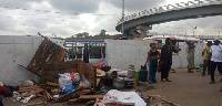 AMA is demolishing unauthorized structures around the Kwame Nkrumah interchange at Circle