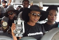 Yvonne Nelson and other demonstrators at the dumsor vigil in 2015
