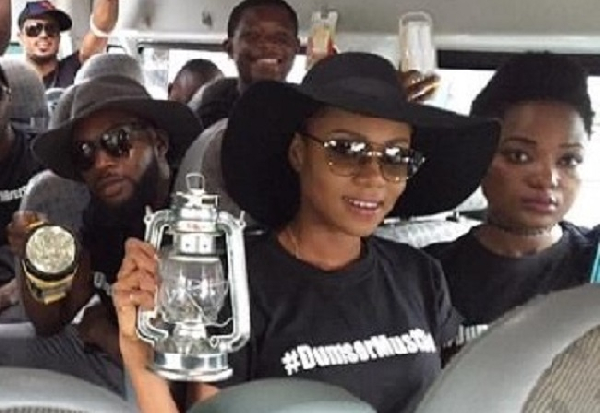 Yvonne Nelson and other demonstrators at the dumsor vigil in 2015