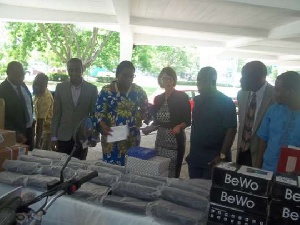 Nana Oye Lithur, Gender Minister receiving the items