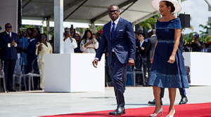 Benin President Romuald Wadagni and First Lady leave inauguration ceremony Benin President Romuald Wadagni and First Lady leave inauguration ceremony