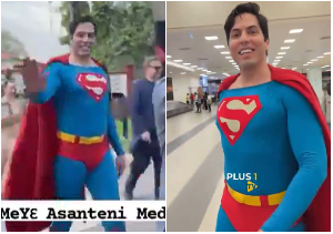 The Superman cosplayer was spotted at the Manhyia Palace
