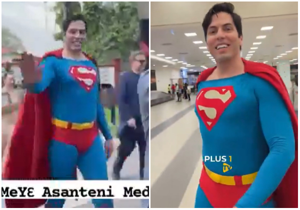 The Superman cosplayer was spotted at the Manhyia Palace