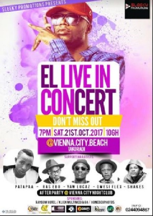 Patapaa will join E L on the same stage at Vienna City Beach on the 21st October, 2017